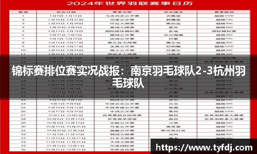 锦标赛排位赛实况战报：南京羽毛球队2-3杭州羽毛球队